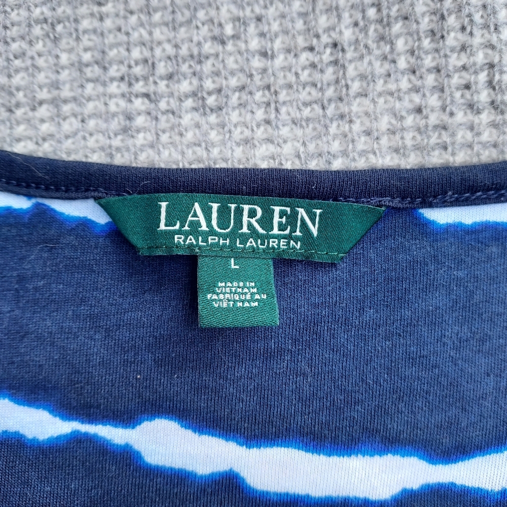 Lauren Ralph Lauren Navy Blue Striped Maxi Dress - Picture 2 of 6